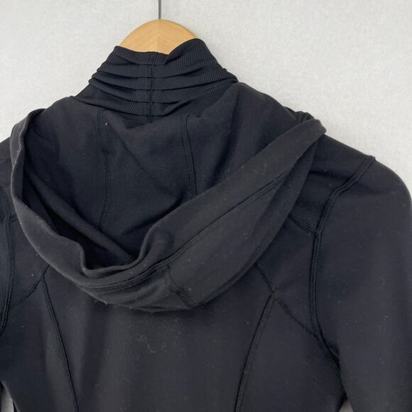 LULULEMON Jacket Womens 6 Daily Practice Midlayer Hooded Yoga Full Zip Black - Picture 8 of 13
